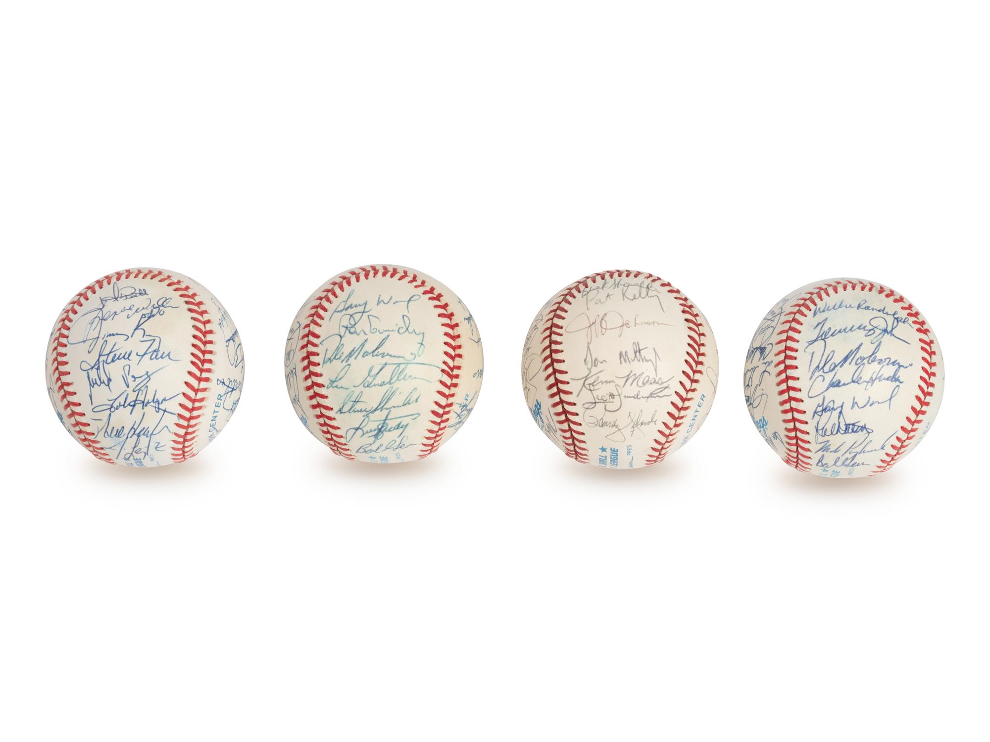 A Group of 1980s and 90s New York Yankees Team Signed Autograph Baseballs Featuring Don Mattingly