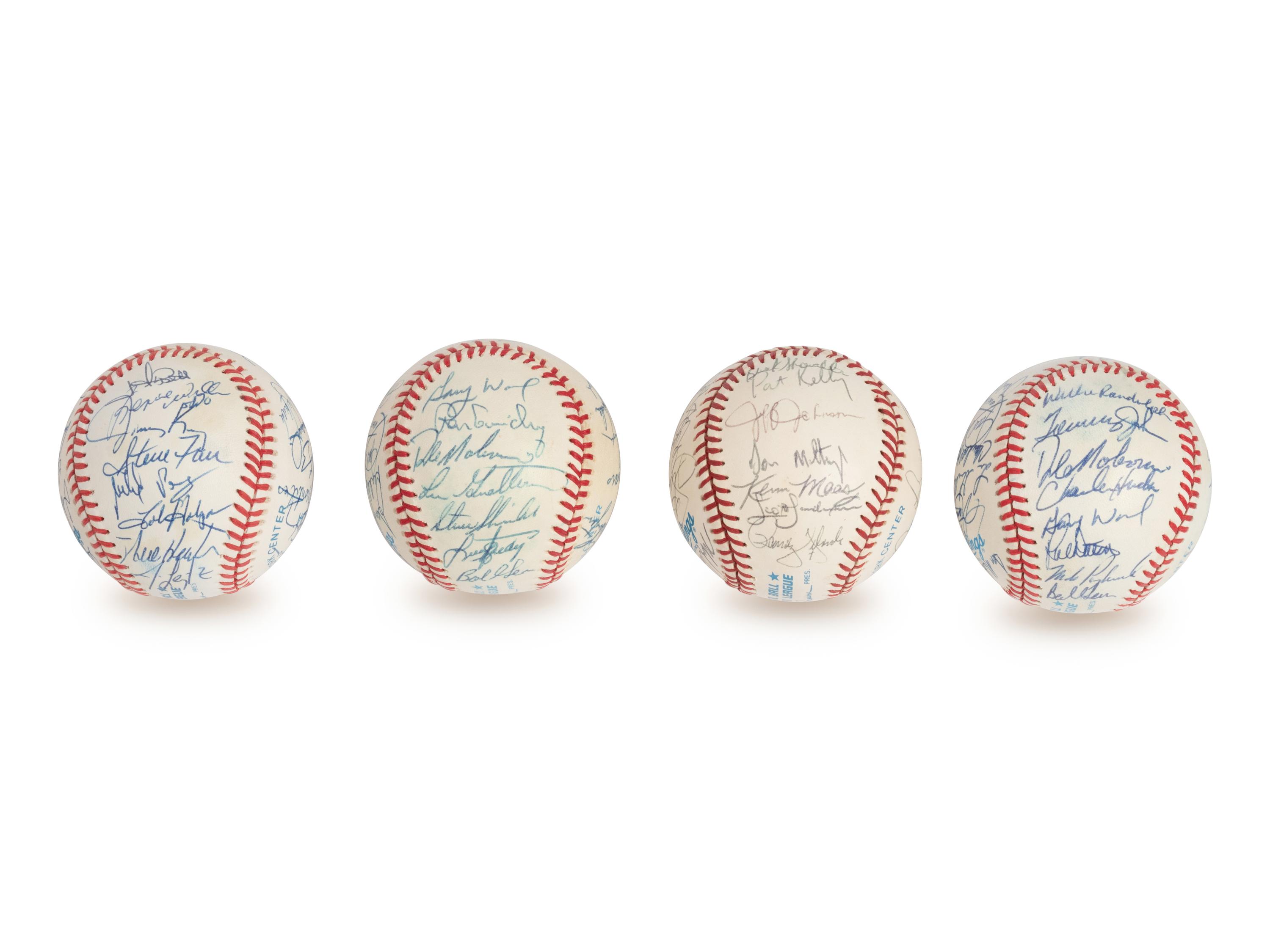 A Group of 1980s and 90s New York Yankees Team Signed Autograph Baseballs Featuring Don Mattingly