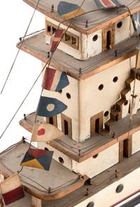 A Carved and Painted Wood Four-level Steamer Ship