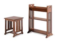 Caned Side Table and Bookshelf