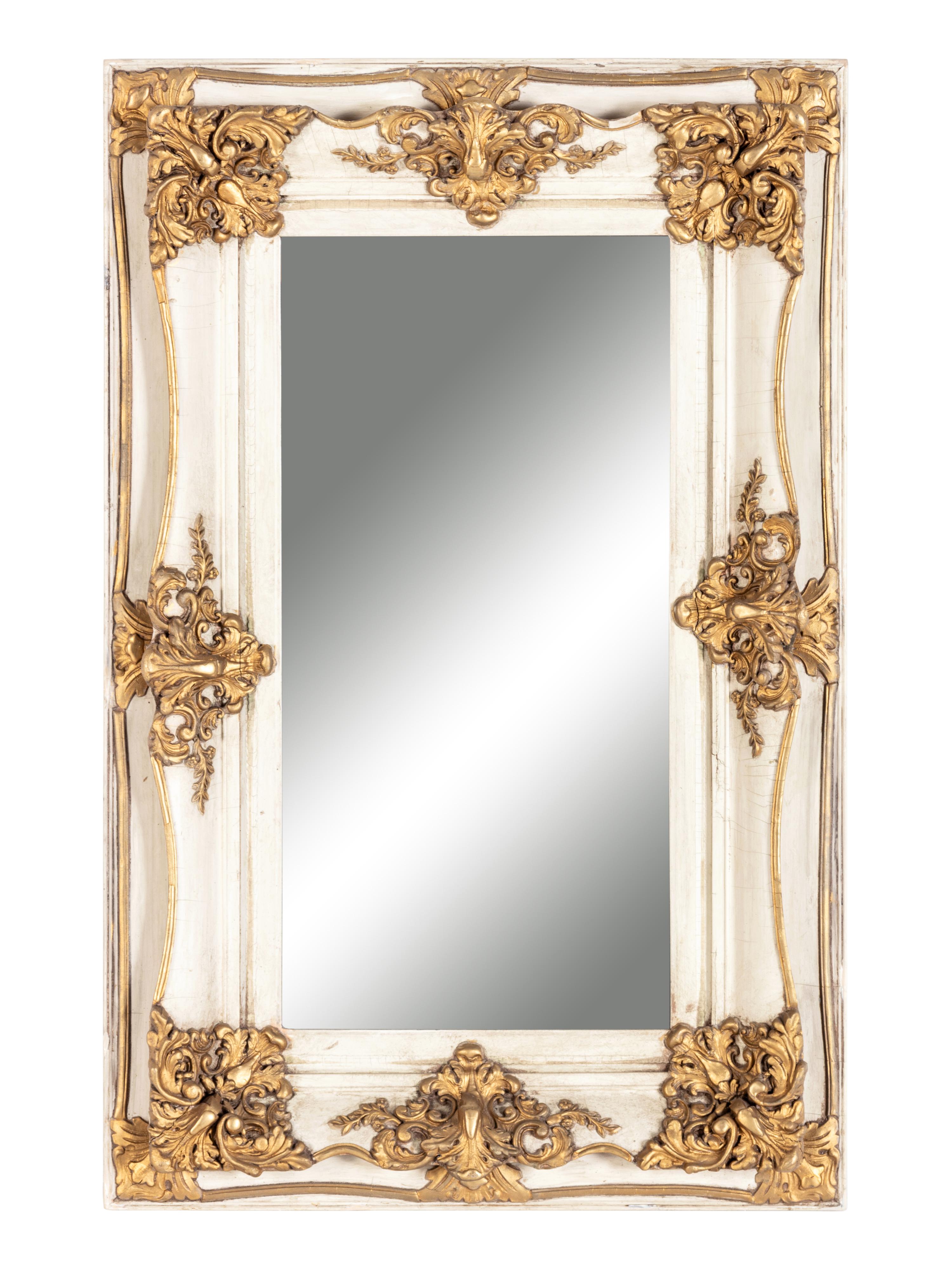 A Contemporary Painted and Parcel Gilt Mirror