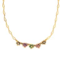 VAN CLEEF & ARPELS, MULTIGEM AND YELLOW GOLD FLOWER NECKLACE