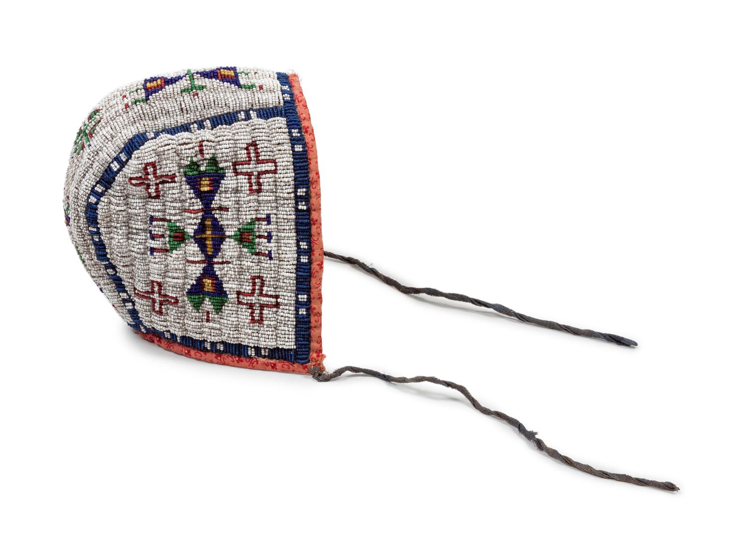 Sioux Child's Beaded Hide Bonnet