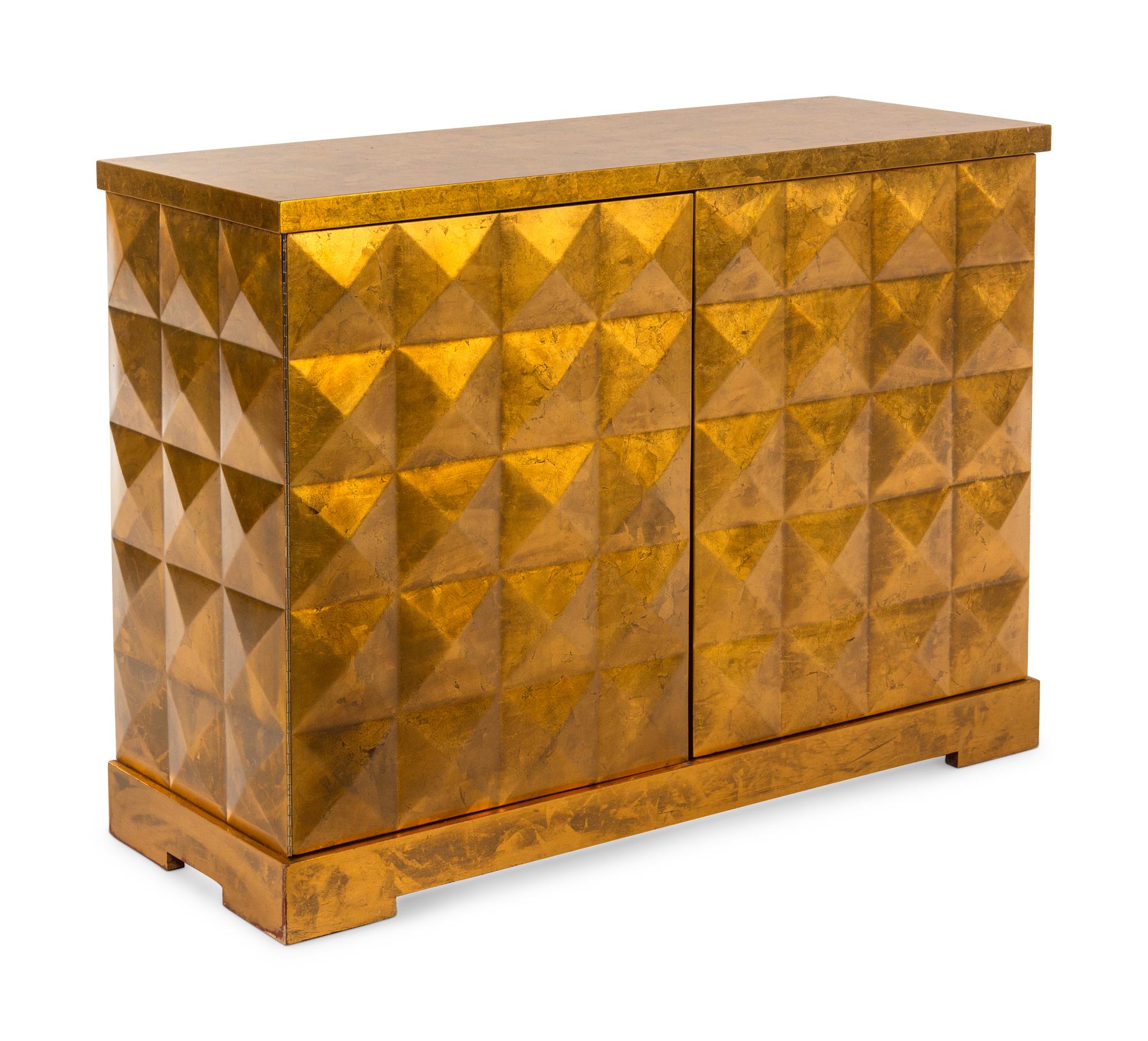 A Contemporary Gold-Finished Two-Door Cabinet