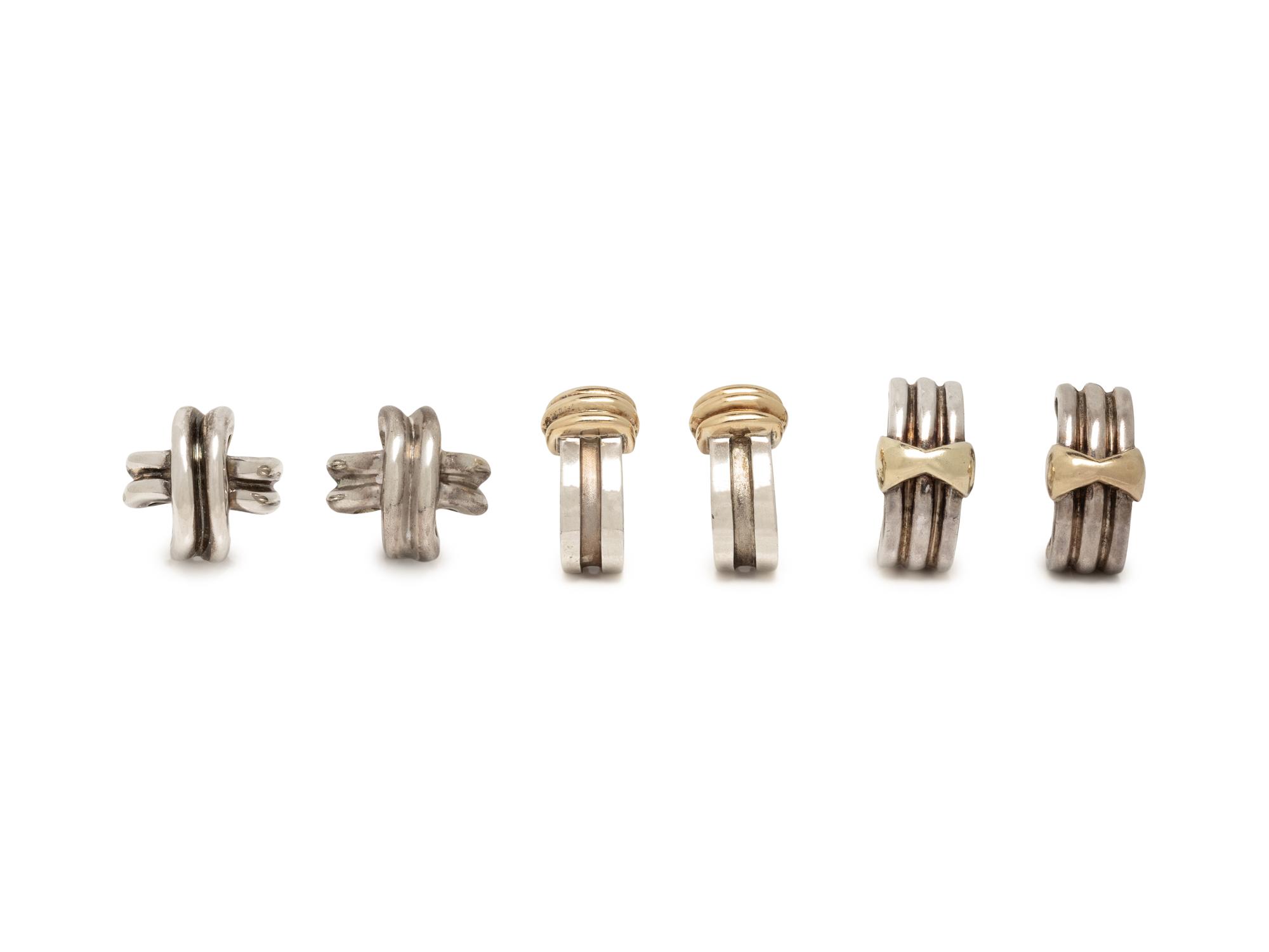 TIFFANY & CO., COLLECTION OF YELLOW GOLD AND STERLING SILVER EARRINGS