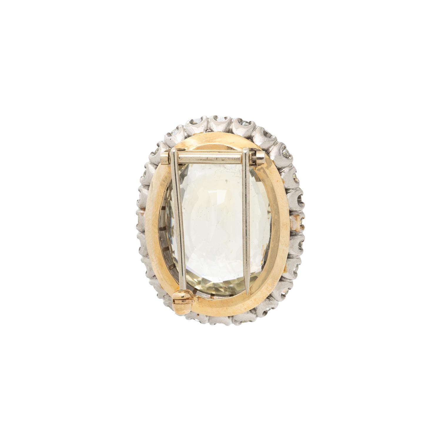 YELLOW SAPPHIRE AND DIAMOND BROOCH