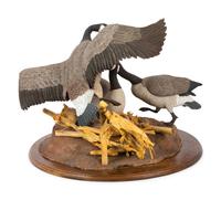 Canada Geese , in the style of Floyd Scholtz
