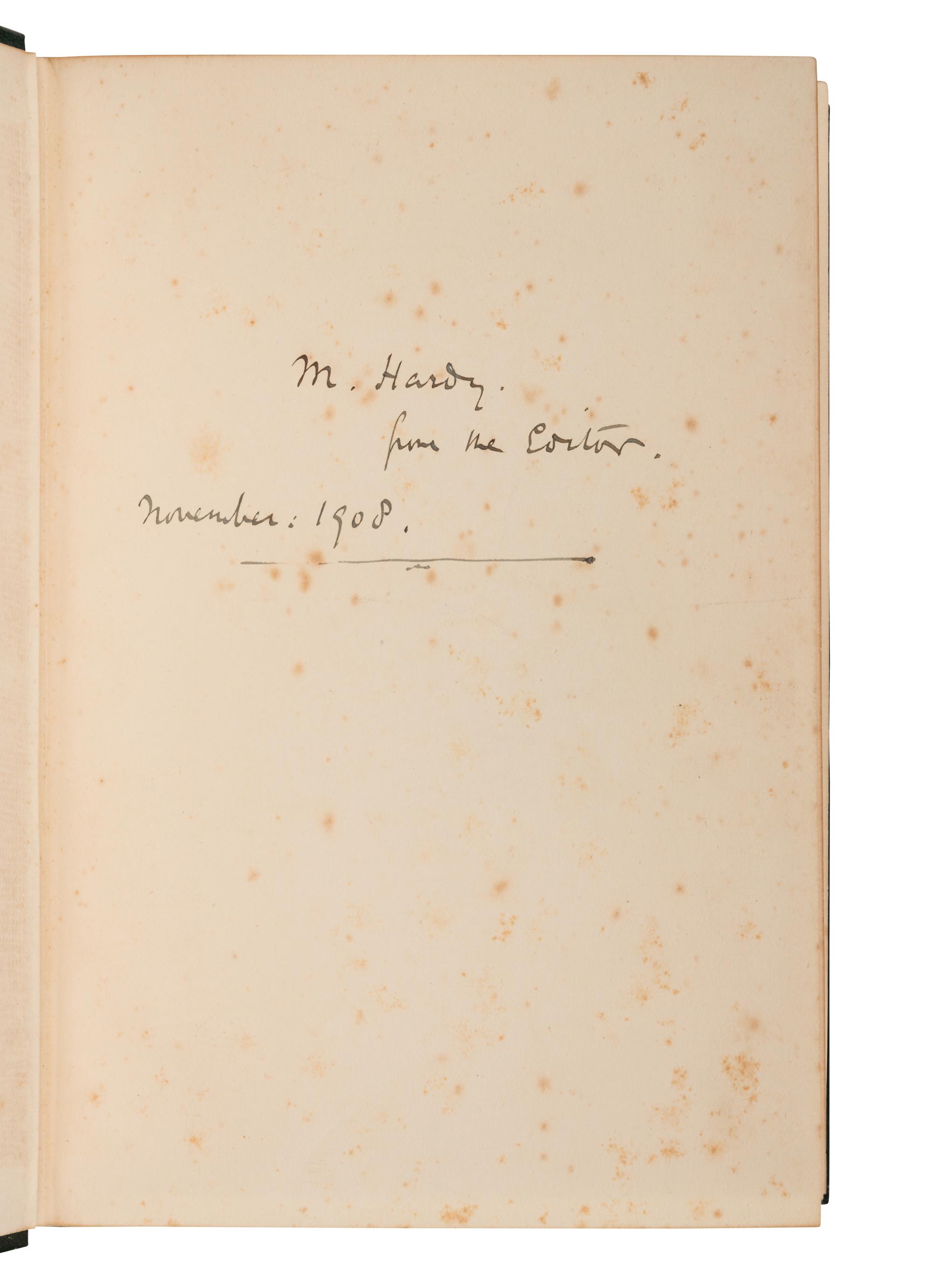 HARDY, Thomas (1840-1928), editor. Select Poems of William Barnes. Chosen and Edited with a Preface and Glossarial Notes by Thomas Hardy . London: Henry Frowde, 1908.