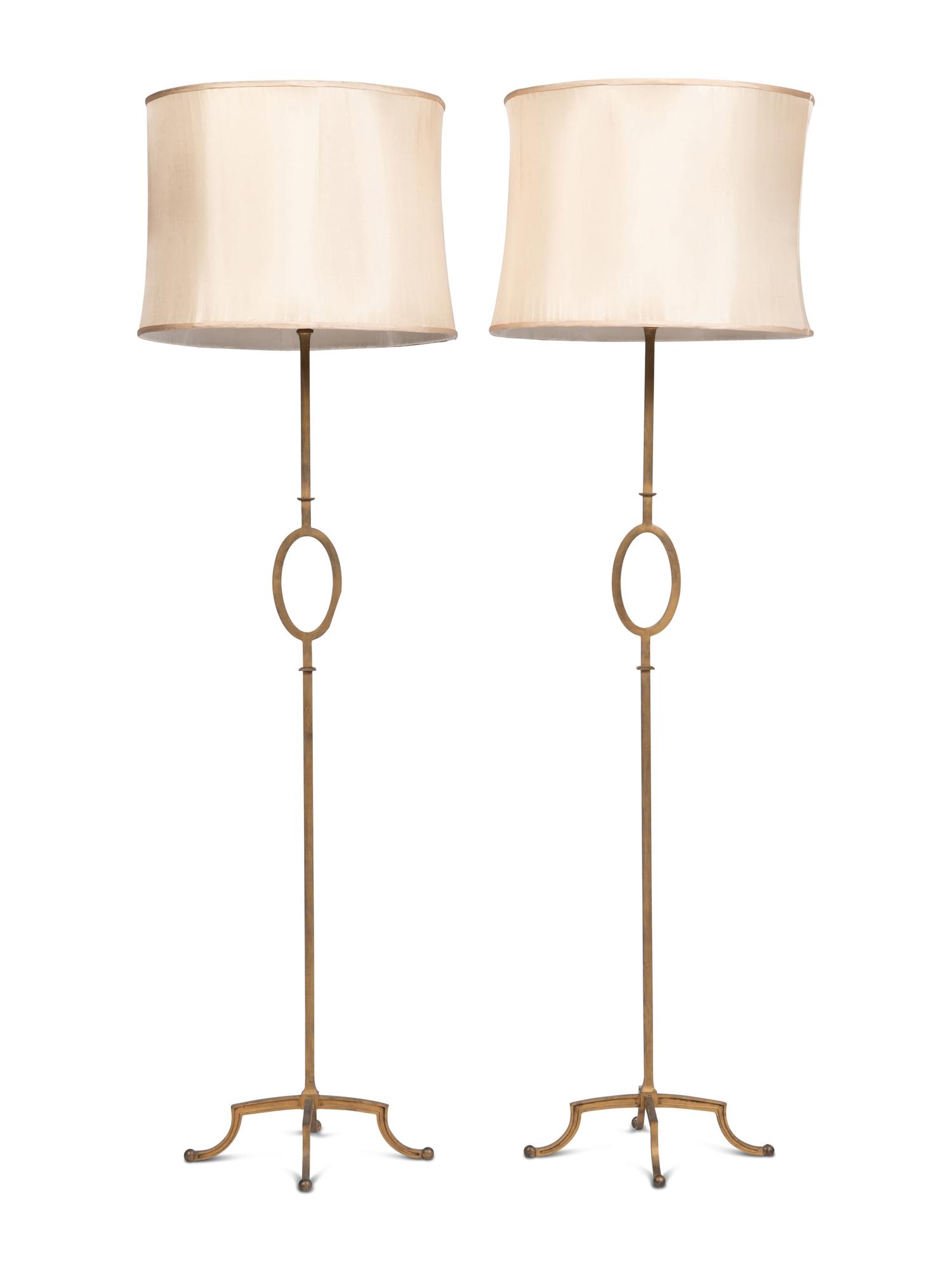 A Pair of Gilt Metal Standing Lamps