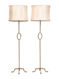 A Pair of Gilt Metal Standing Lamps