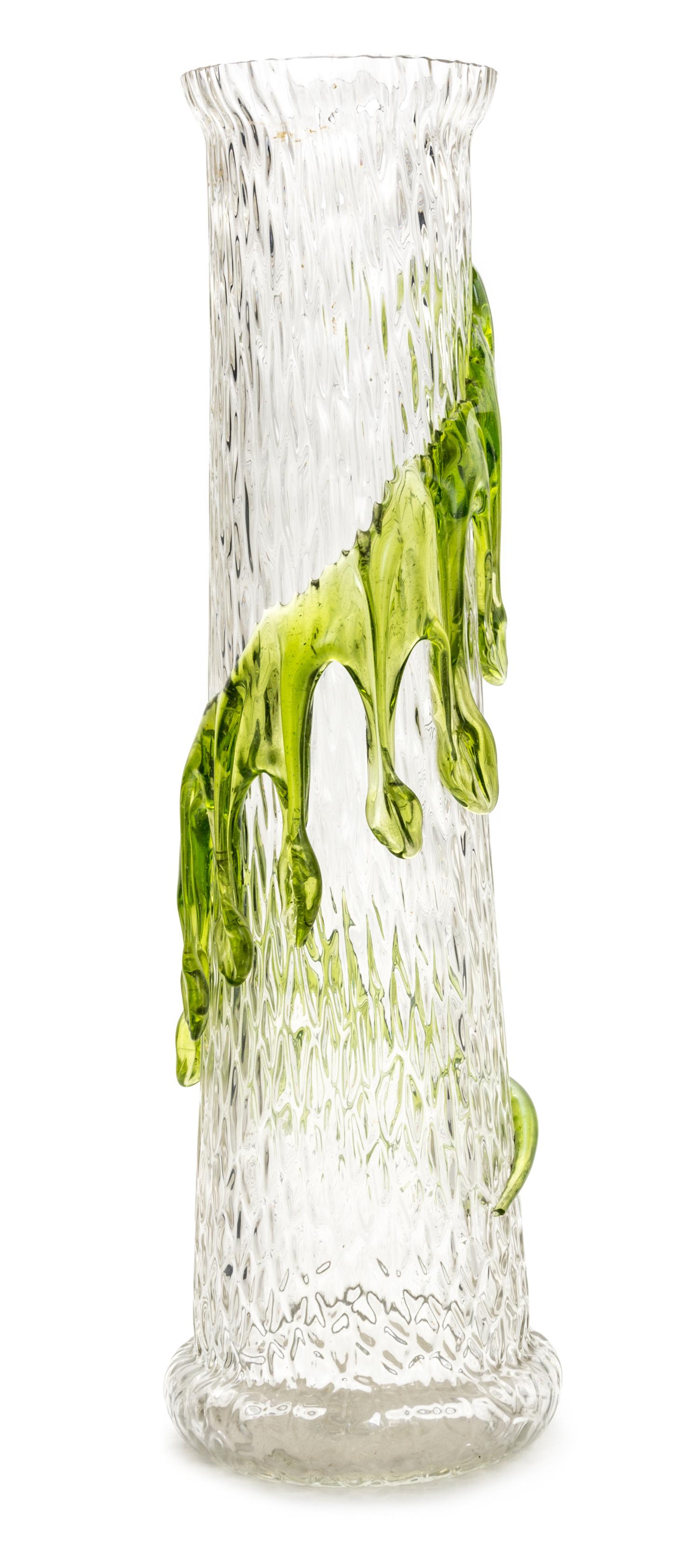 An Austrian Applied Glass Vase Height 14 1/2 inches.