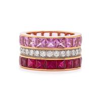 Robert Procop, Pink Sapphire, Diamond, Ruby, and Rose Gold Eternity Ring