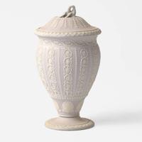 A Wedgwood Lilac Dip Jasperware "Shell and Arabesque" Vase and Cover UK, 1870s or 1880s