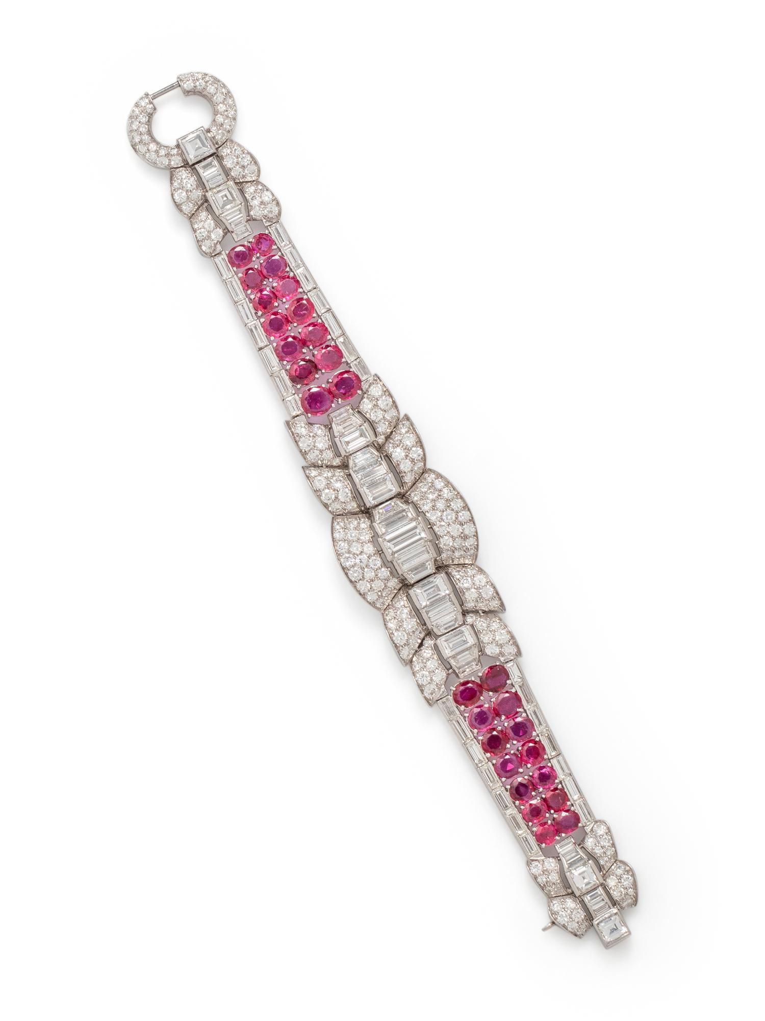 ART DECO, DIAMOND AND RUBY BRACELET