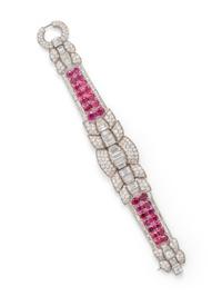 ART DECO, DIAMOND AND RUBY BRACELET