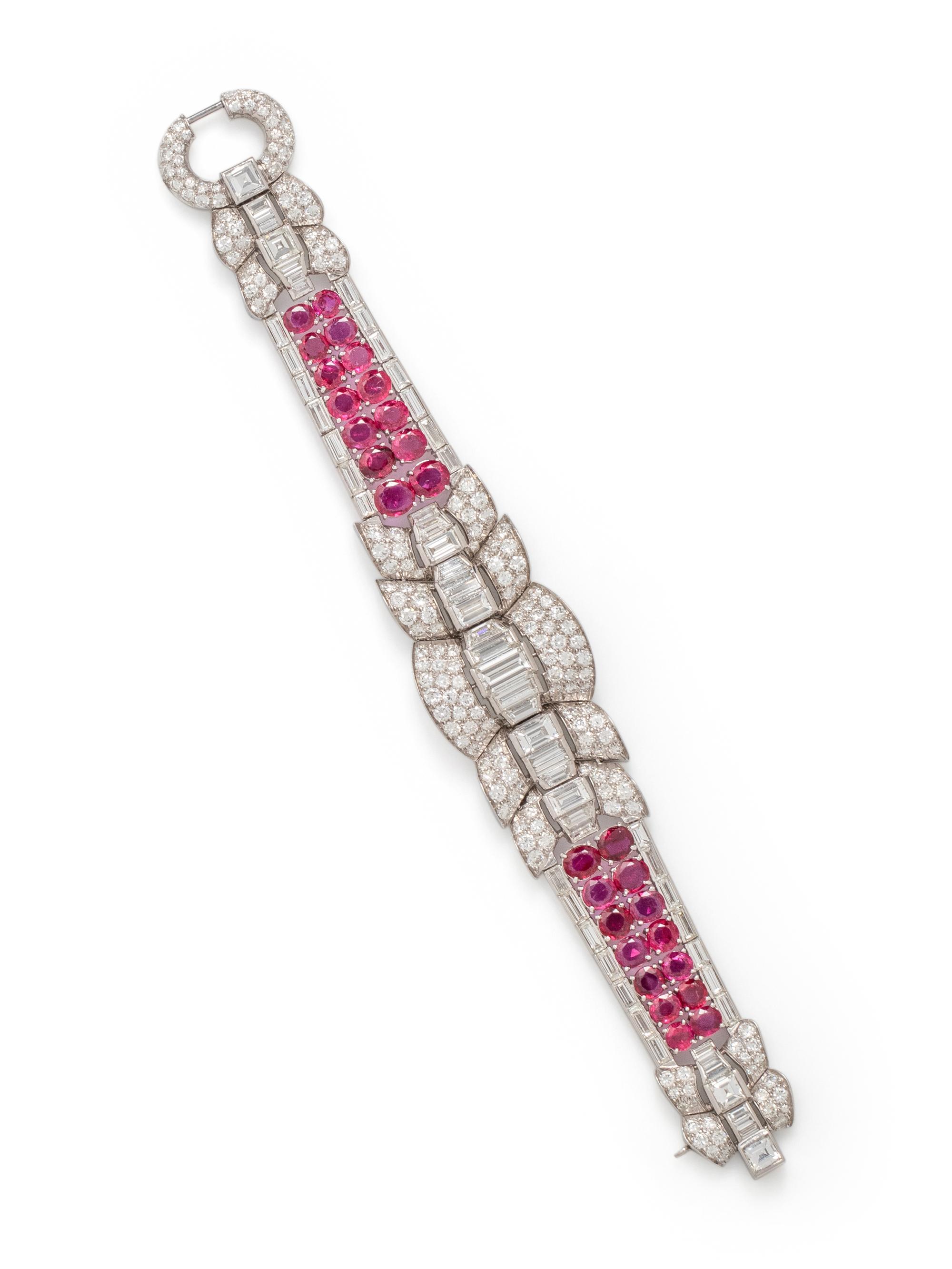 ART DECO, DIAMOND AND RUBY BRACELET