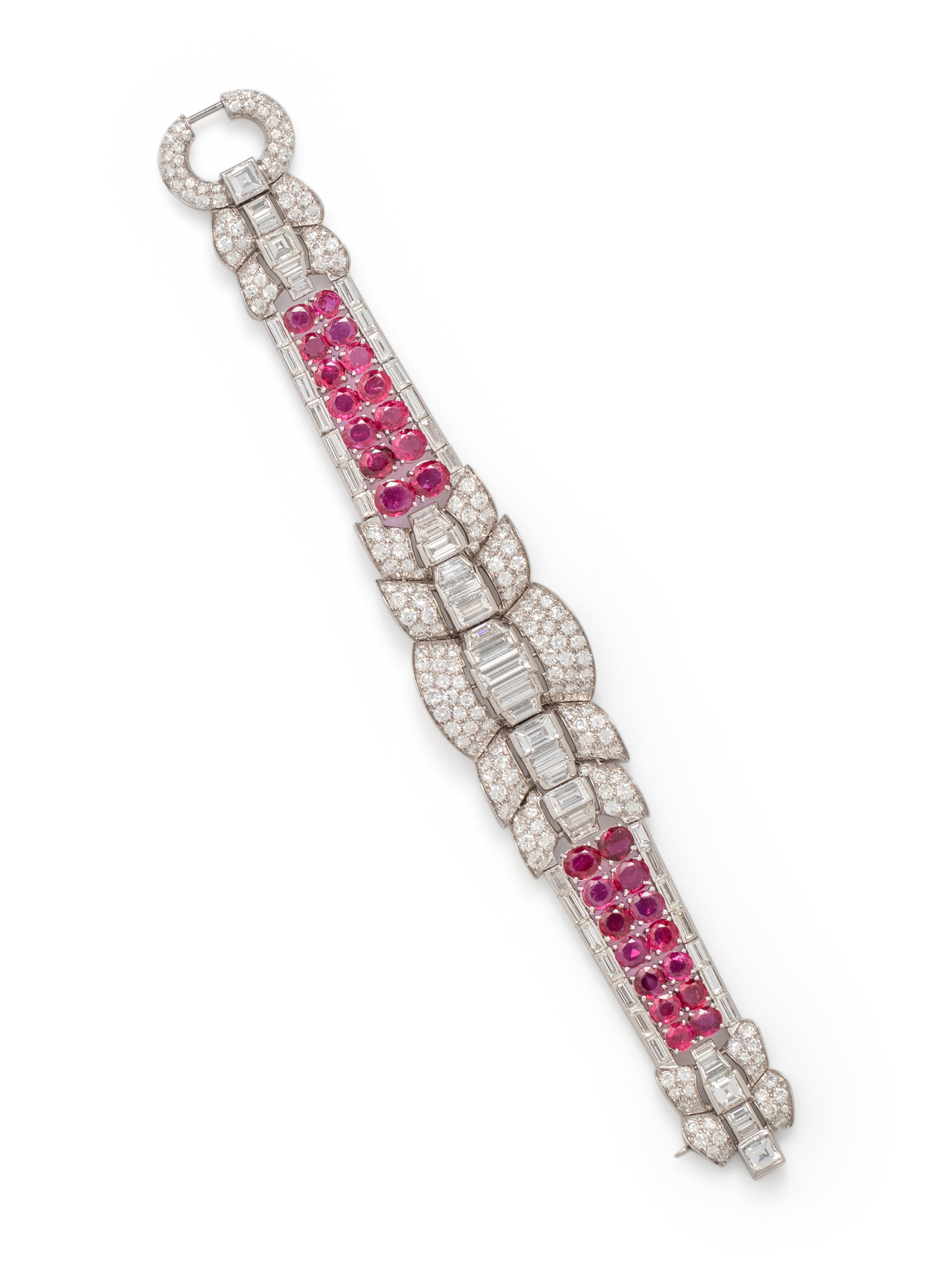 ART DECO, DIAMOND AND RUBY BRACELET