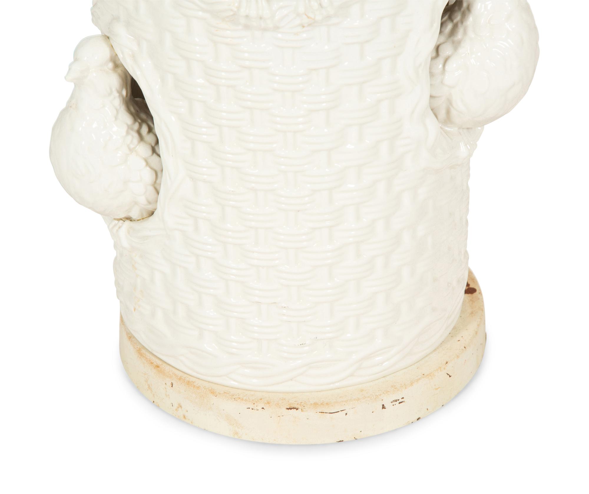 A White-Glazed Ceramic Table Lamp