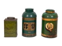 Three Painted Tole Tea Canisters