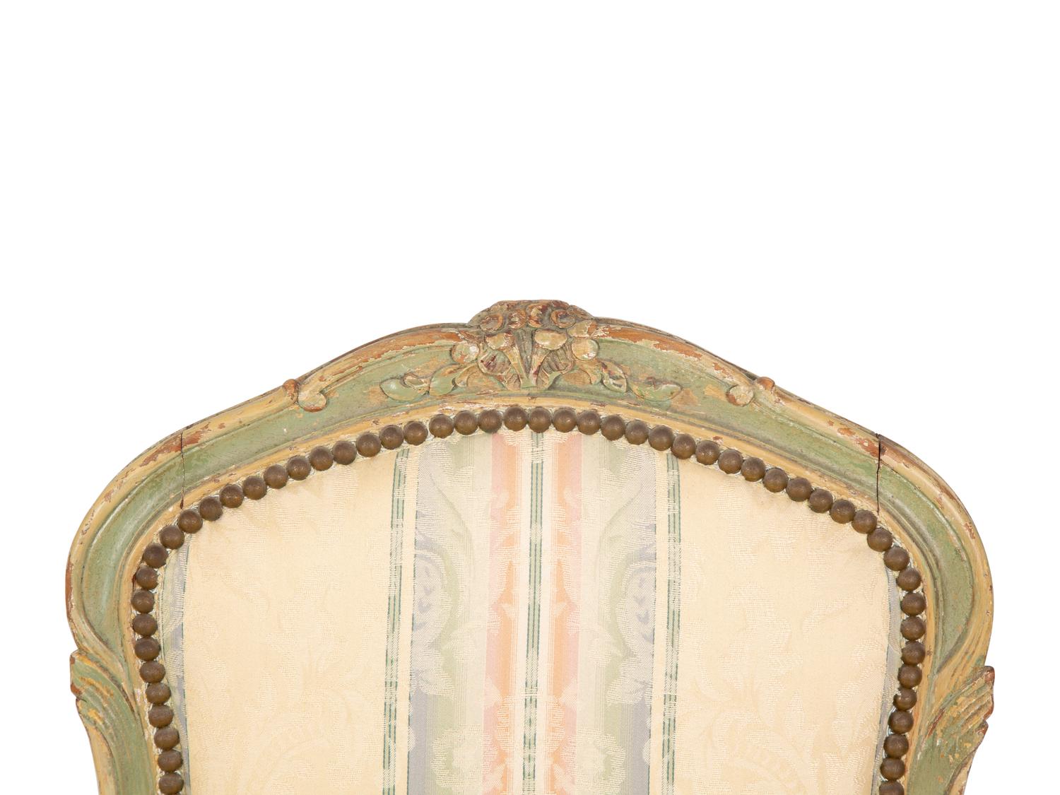 A Pair of Louis XVI Carved and Painted Side Chairs — 20TH CENTURY