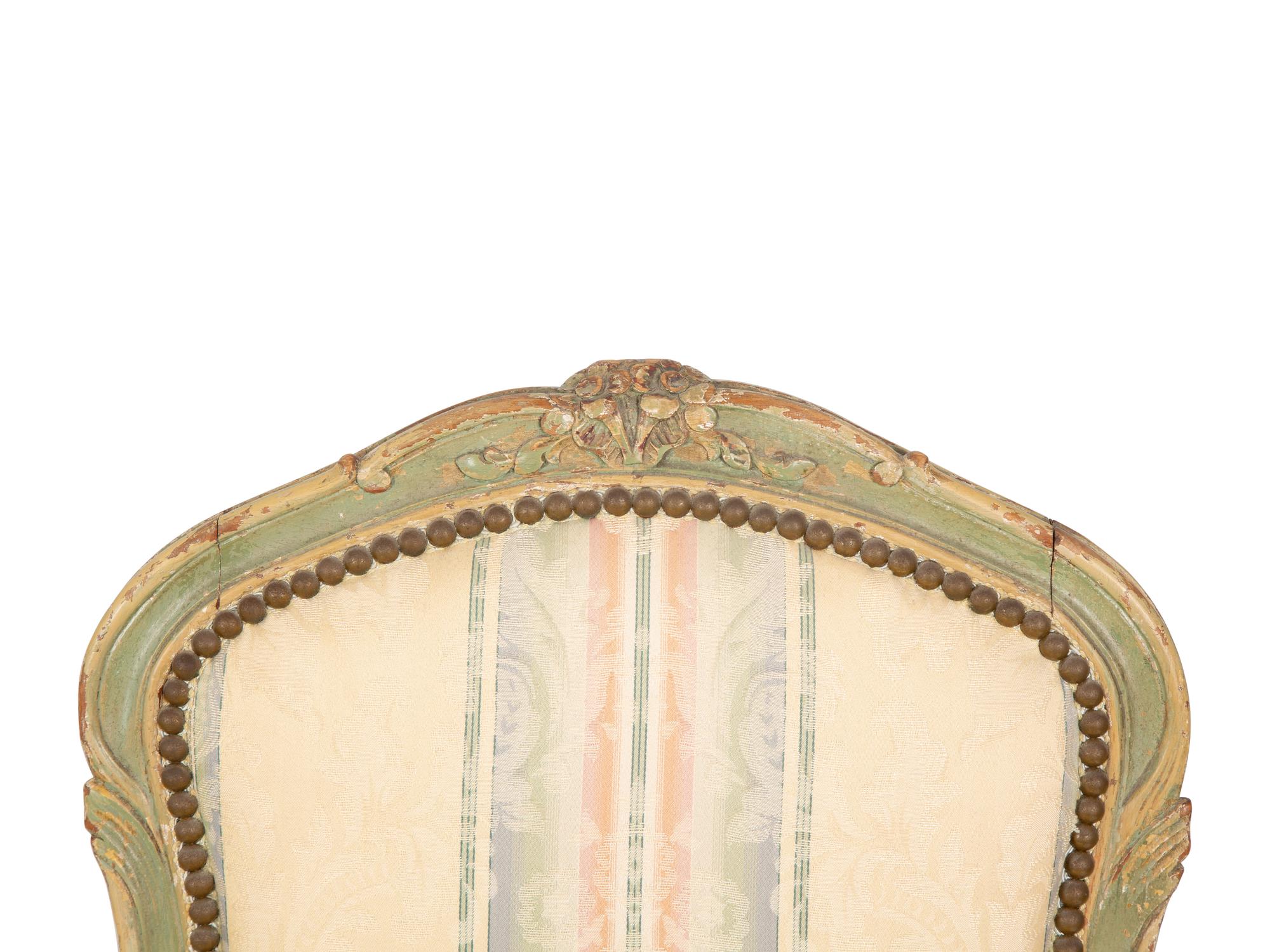 A Pair of Louis XVI Carved and Painted Side Chairs — 20TH CENTURY