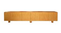 A Linear Straw Marquetry Etoile Sideboard with Star Inlay Designed by Rémi Tessier after Jean Royère