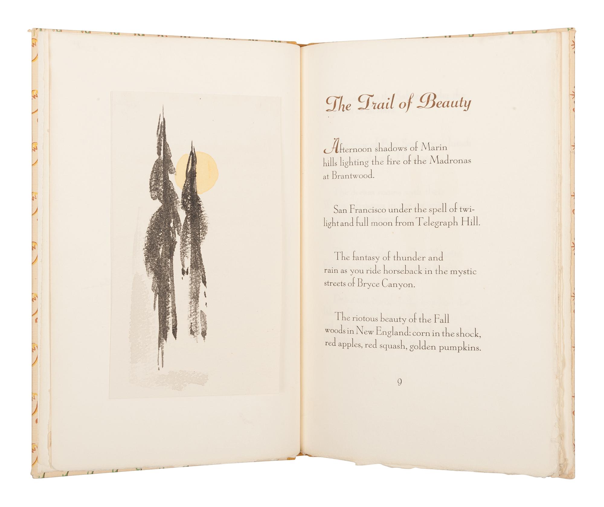[ALLEN PRESS]. ALLEN, Harris Stearns. The Trail of Beauty . San Francisco: Allen Press, 1940.