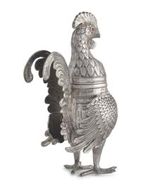 A German .800 Silver Rooster-Form Spice Box, Late 19th / Early 20th Century