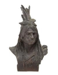 An American Bronze Bust, THEODORE BAUR (1835-1898), Height 14 inches. — THEODORE BAUR (1835-1898),