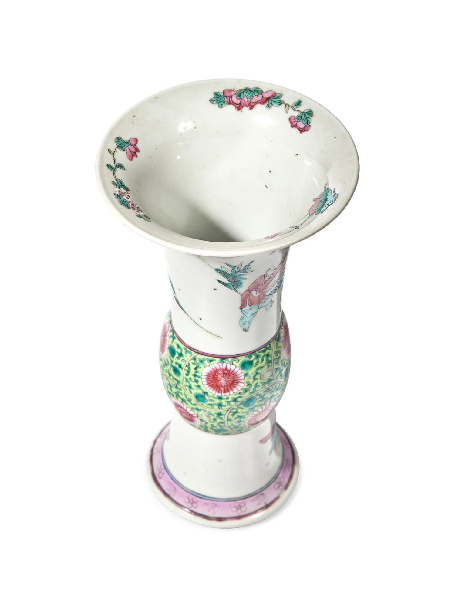 A Chinese Fencai/Famille Rose " Boys" Gu Vase, 19th Century