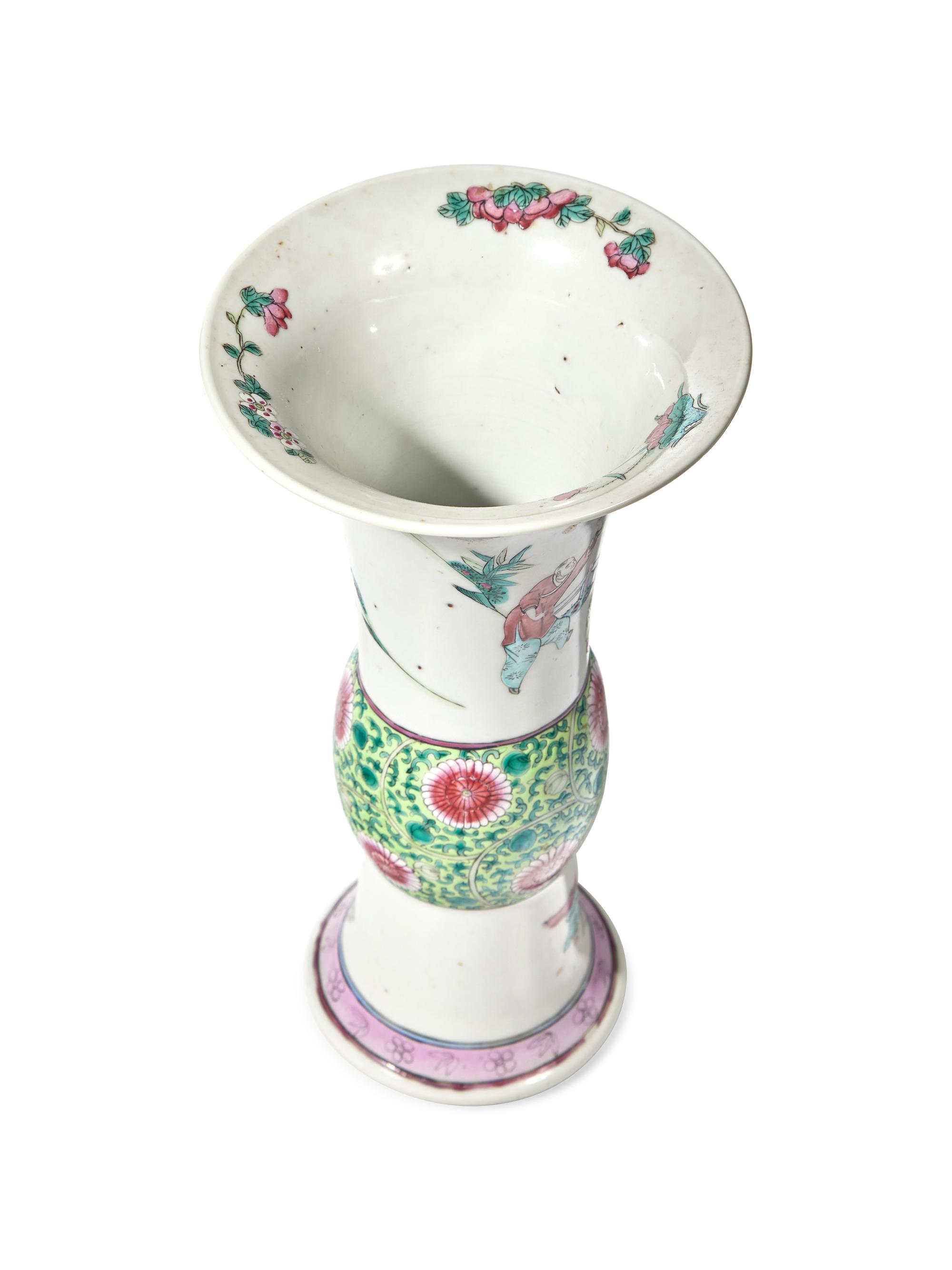 A Chinese Fencai/Famille Rose " Boys" Gu Vase, 19th Century