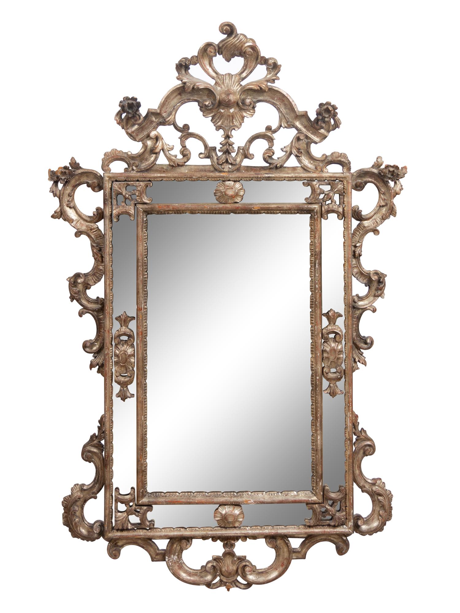 A Pair of Italian Baroque Style Silvered Mirrors