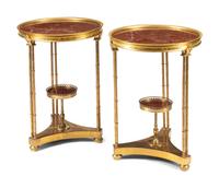 A Pair of Gilt Bronze and Marble Gueridon Tables
