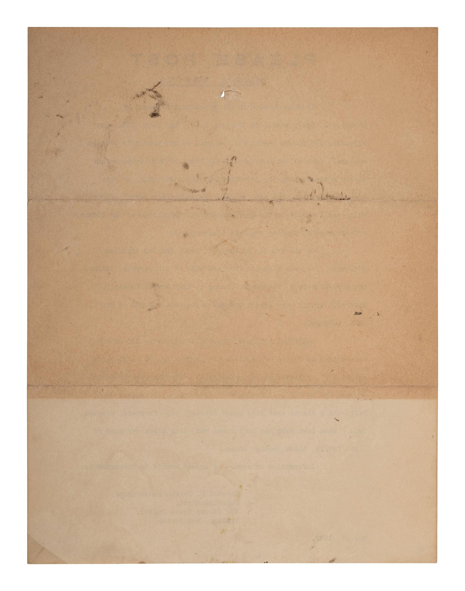 [LINDBERGH, Charles. A. (1902-1974)]. Please Post. $25,000 Reward. 26 May 1932.