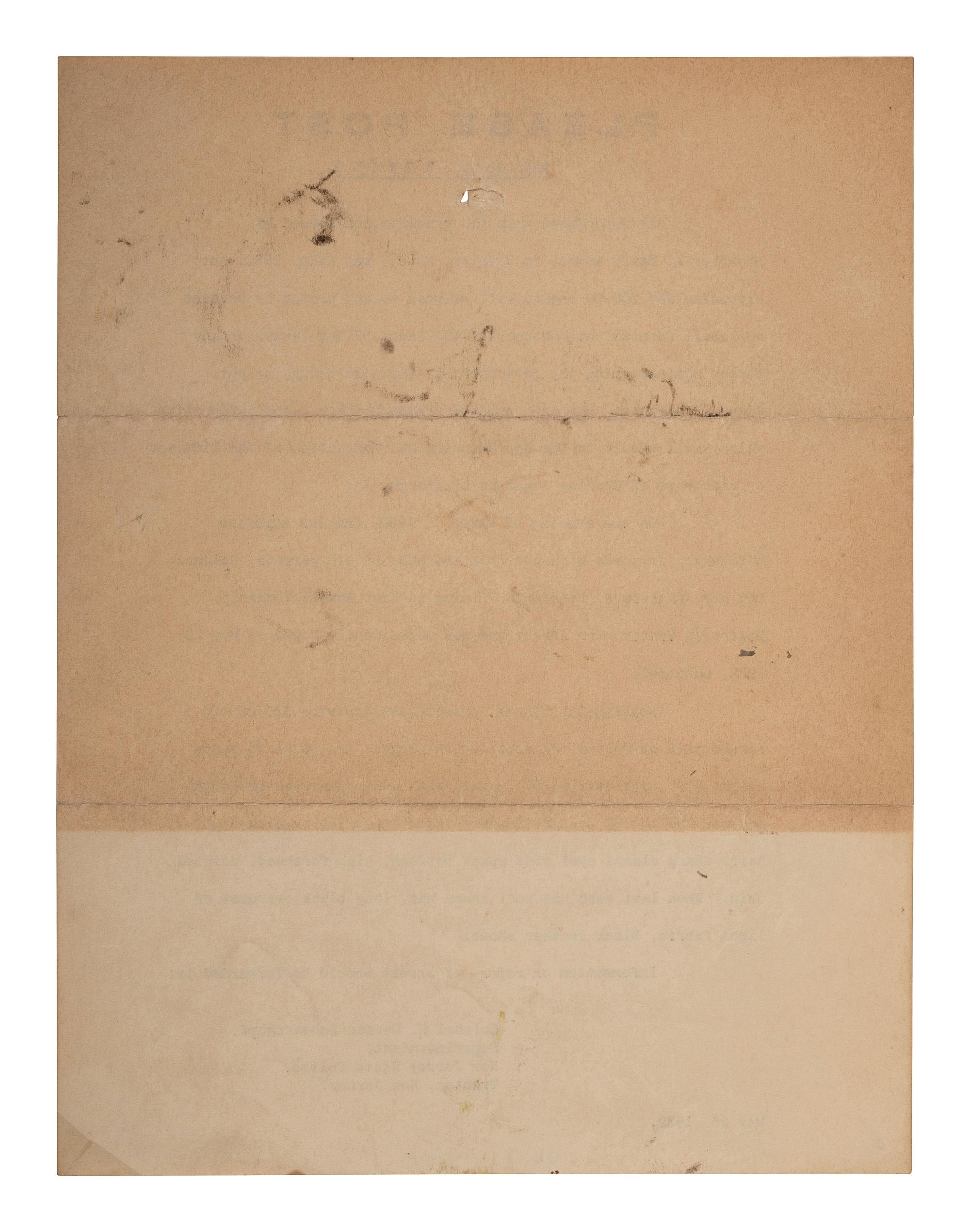 [LINDBERGH, Charles. A. (1902-1974)]. Please Post. $25,000 Reward. 26 May 1932.