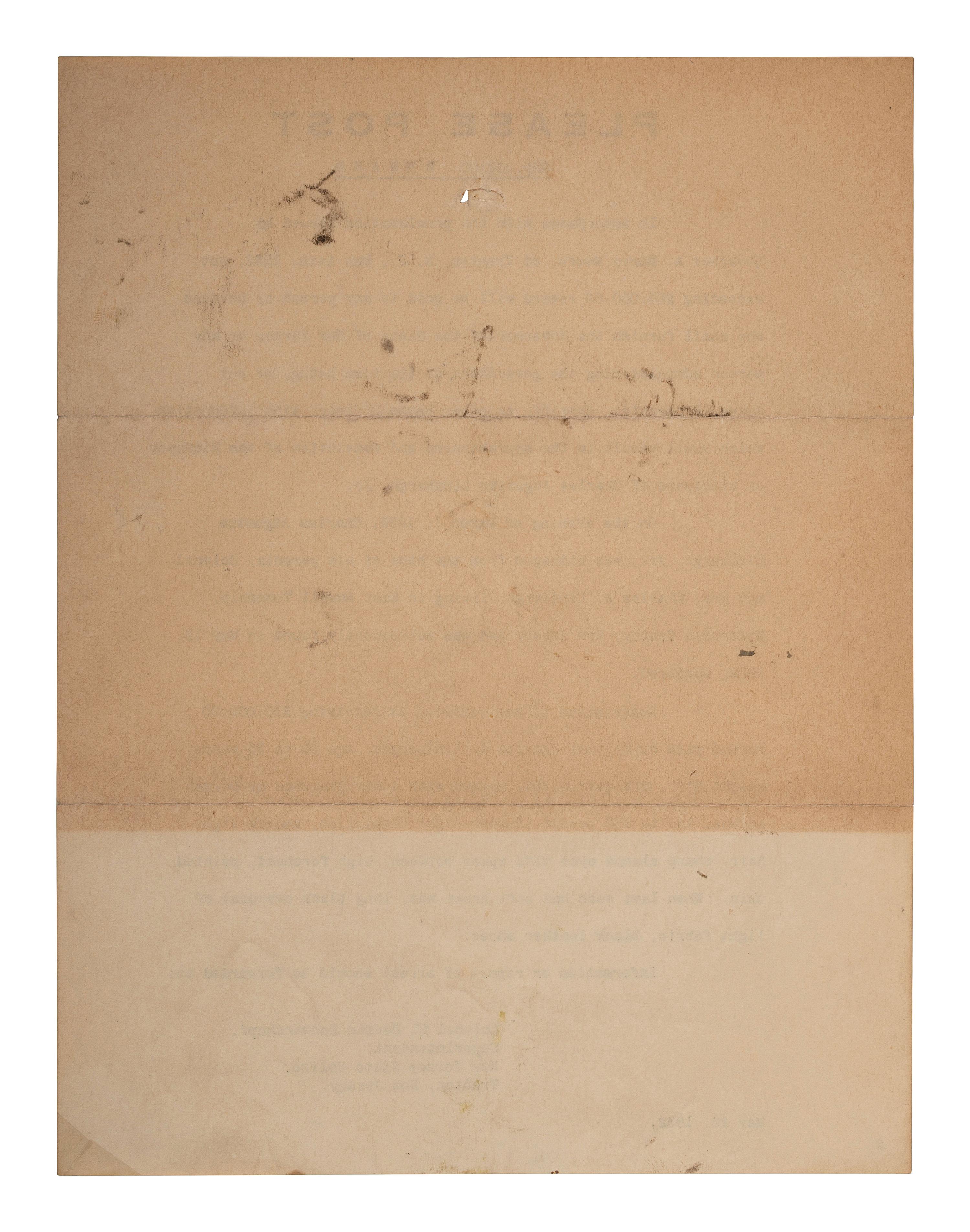 [LINDBERGH, Charles. A. (1902-1974)]. Please Post. $25,000 Reward. 26 May 1932.