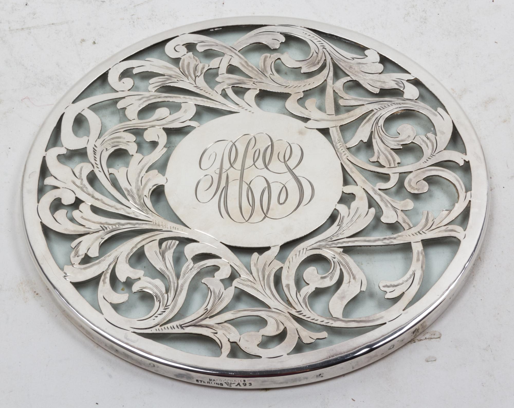 An American Silver Overlay Glass Trivet Diameter 7 inches. — The Merrill Shops, New York, NY