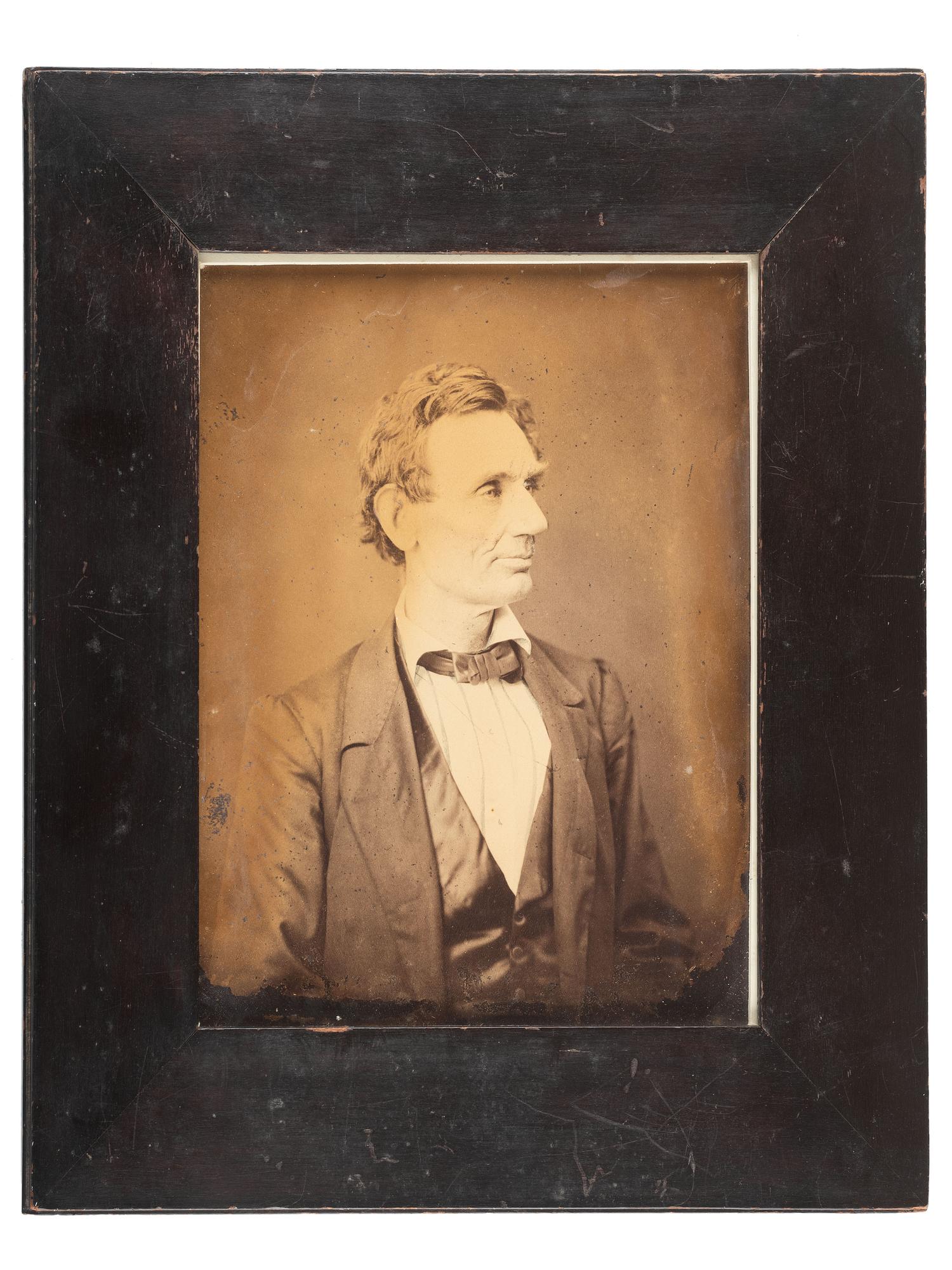 [LINCOLN, Abraham (1809-1865)]. HESLER, Alexander (1823-1895), photographer. Platinum photograph of Abraham Lincoln. George B. Ayers, printer, 1881.