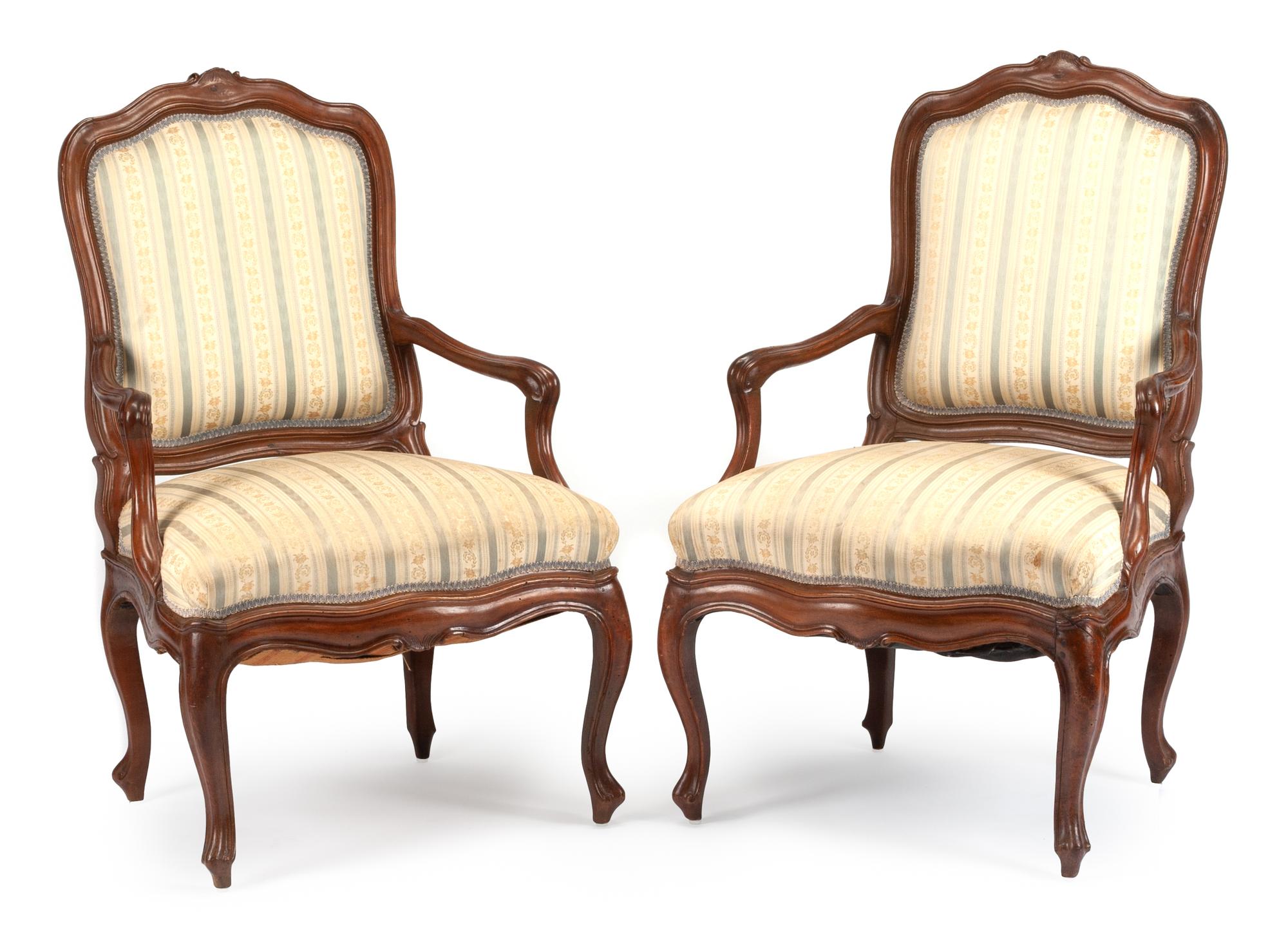 A Pair of Italian Fauteuils Height 41 1/4 inches. — 19TH CENTURY