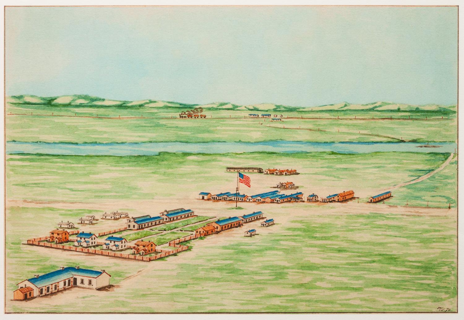 Fort Sedgwick, Colorado Territory, enlargement of an original watercolor