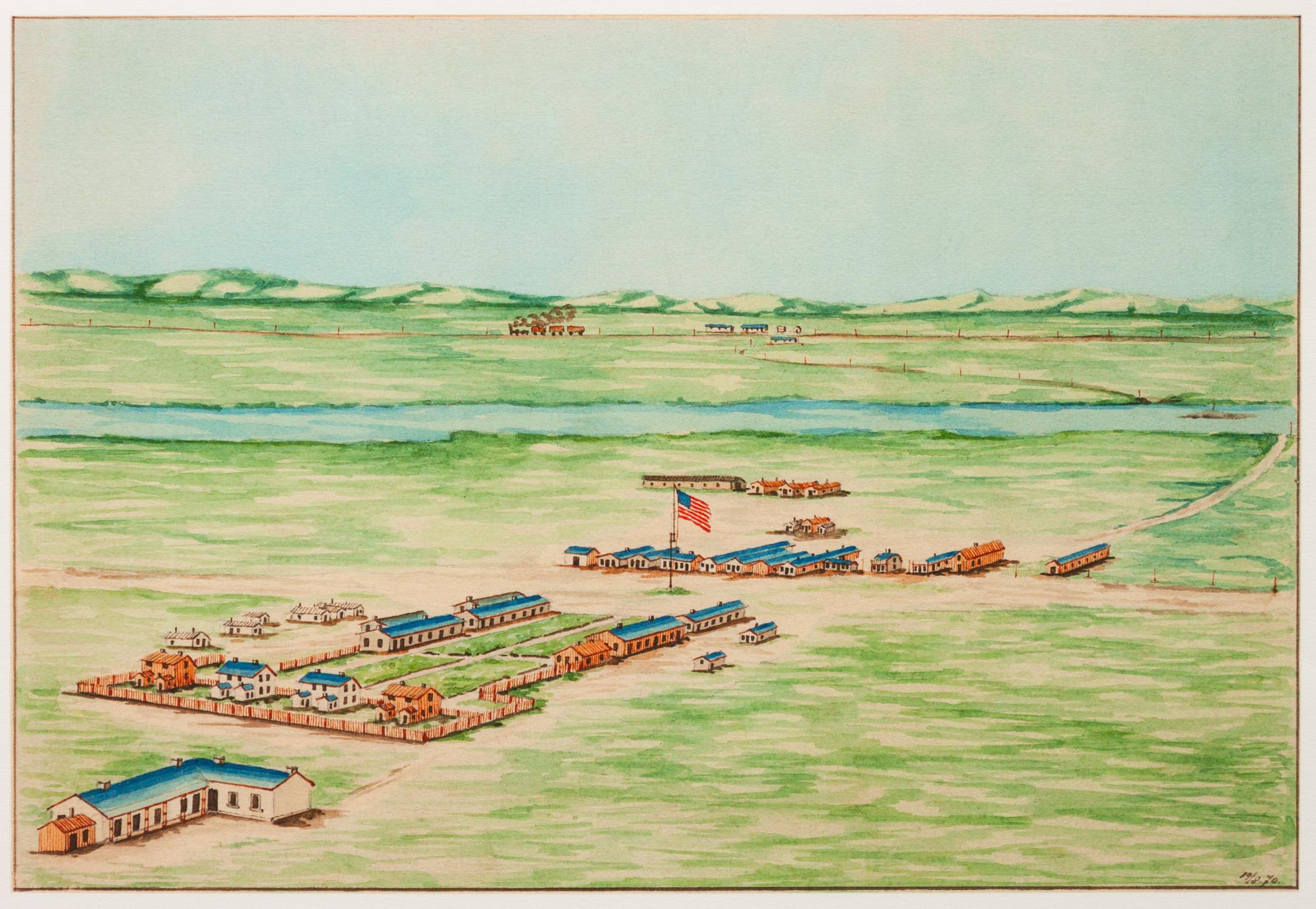 Fort Sedgwick, Colorado Territory, enlargement of an original watercolor