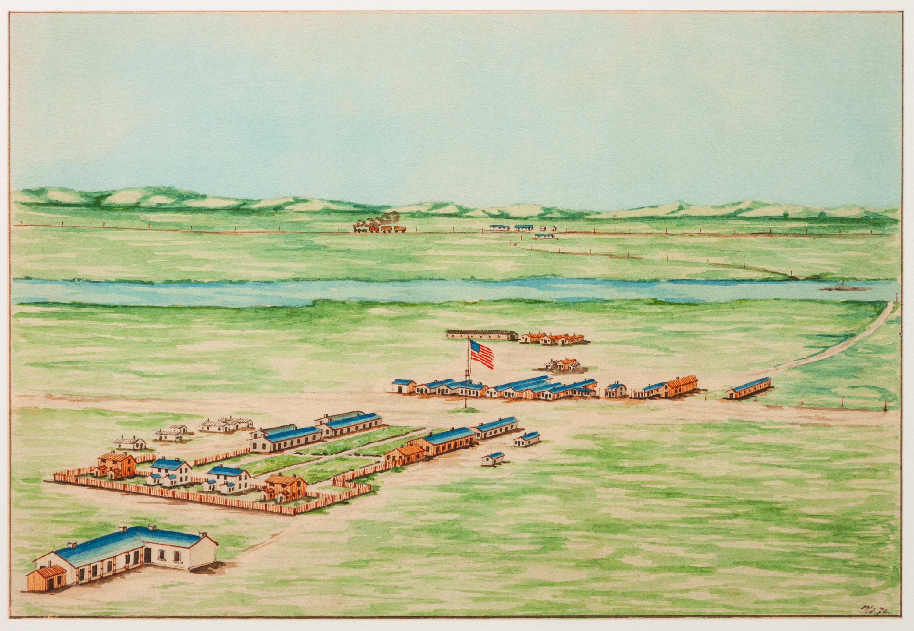 Fort Sedgwick, Colorado Territory, enlargement of an original watercolor