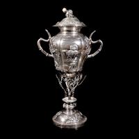 A Chinese Export Silver Cup and Cover, Early 20th Century 晚清-民國 外銷歲寒三友銀杯
