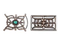 Pair of Navajo Sandcast Silver Belt Buckles
