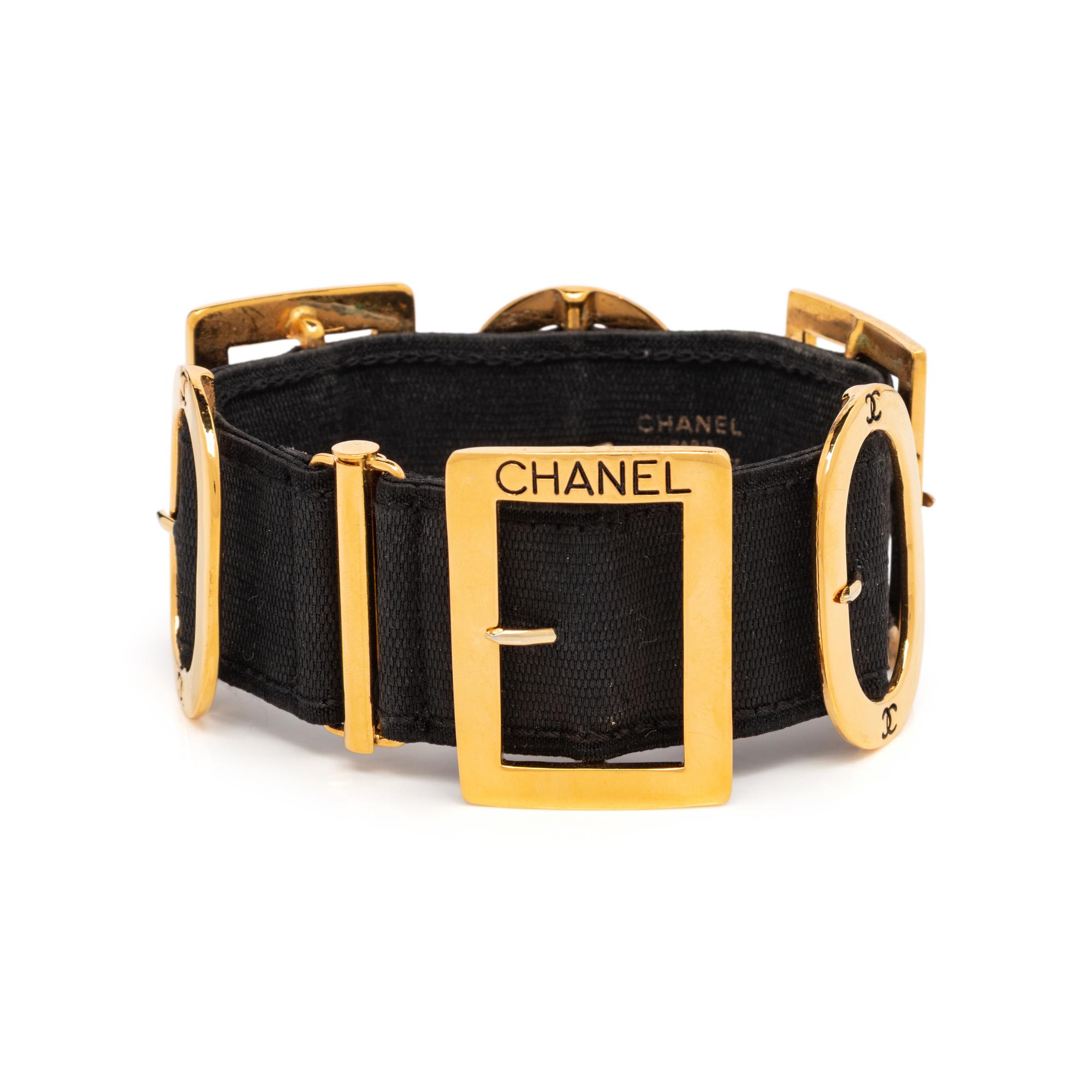 Chanel, Black Elastic & Gold-Tone Buckle Collar