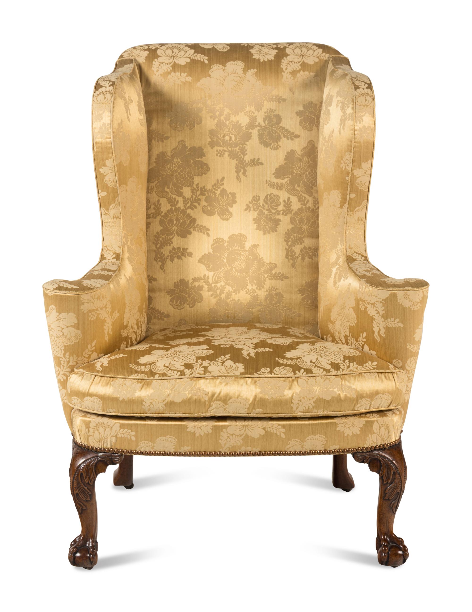 A George II Walnut Wingback Armchair