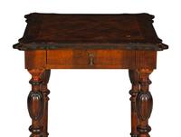 A Mahogany and Oak Side Table with Parquetry Inlaid Top