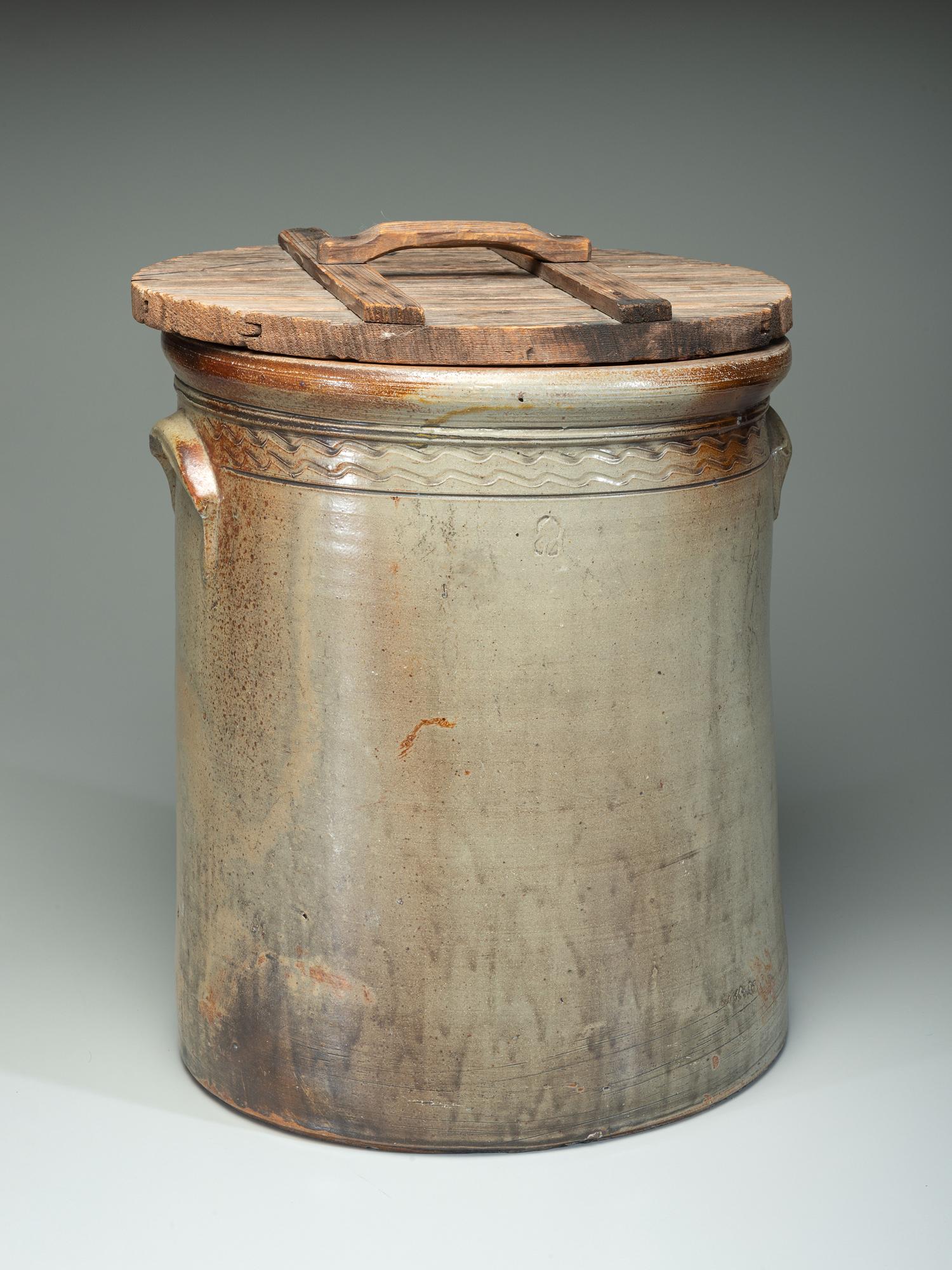 An Eight-Gallon Cobalt Decorated Stoneware Crock