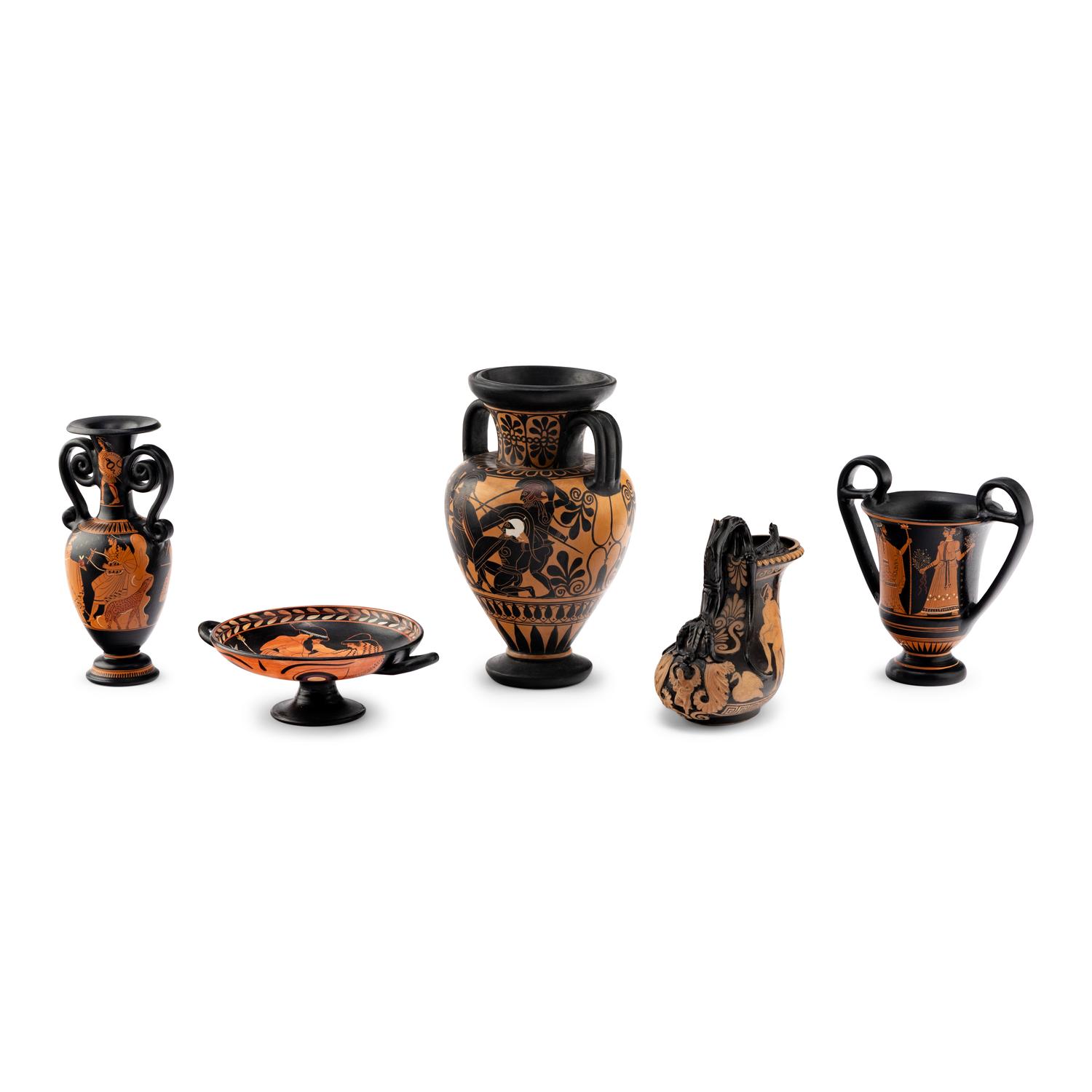Five Attic Style Red-Figure and Black-Figure Vessels