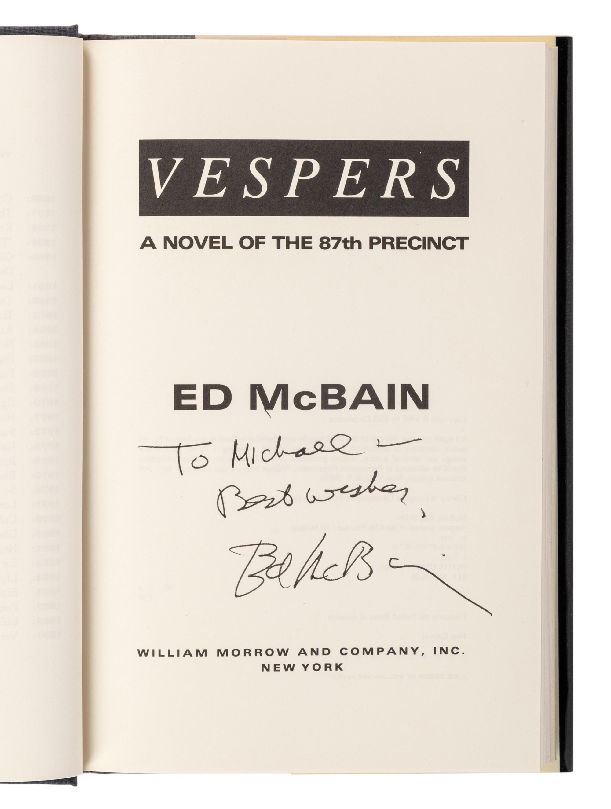 HUNTER, Evan (“Ed McBain”) (1926-2005). A group of 23 works by Hunter from the 87th Precinct Novels series, MOST FIRST EDITIONS, MANY SIGNED, comprising: